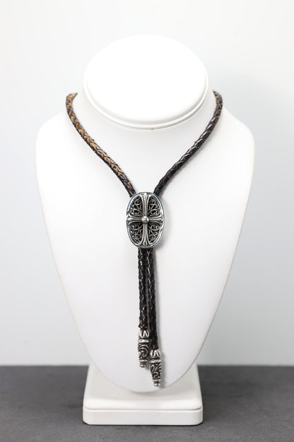 Classic Oval Cross Bolo Tie